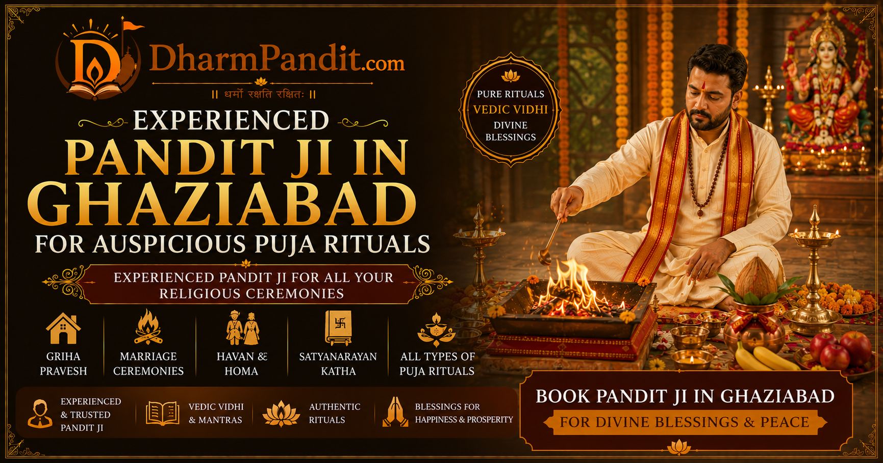 Experienced Pandit Ji in Ghaziabad for Auspicious Puja Rituals DharmPandit