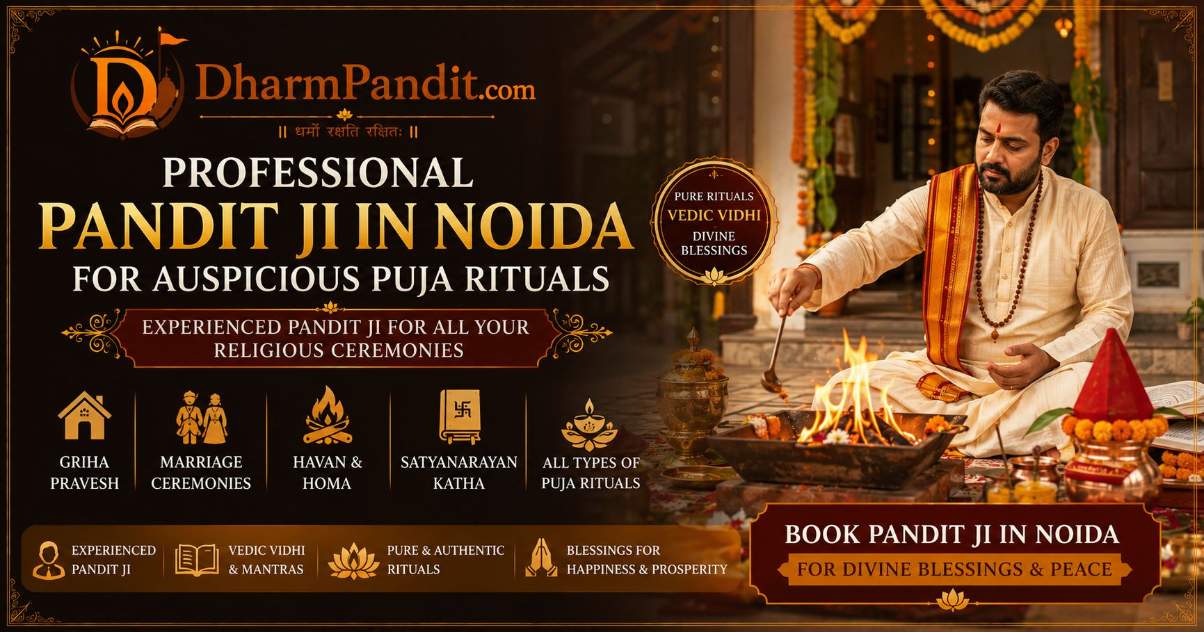 Professional Pandit Ji in Noida for Auspicious Puja Rituals DharmPandit
