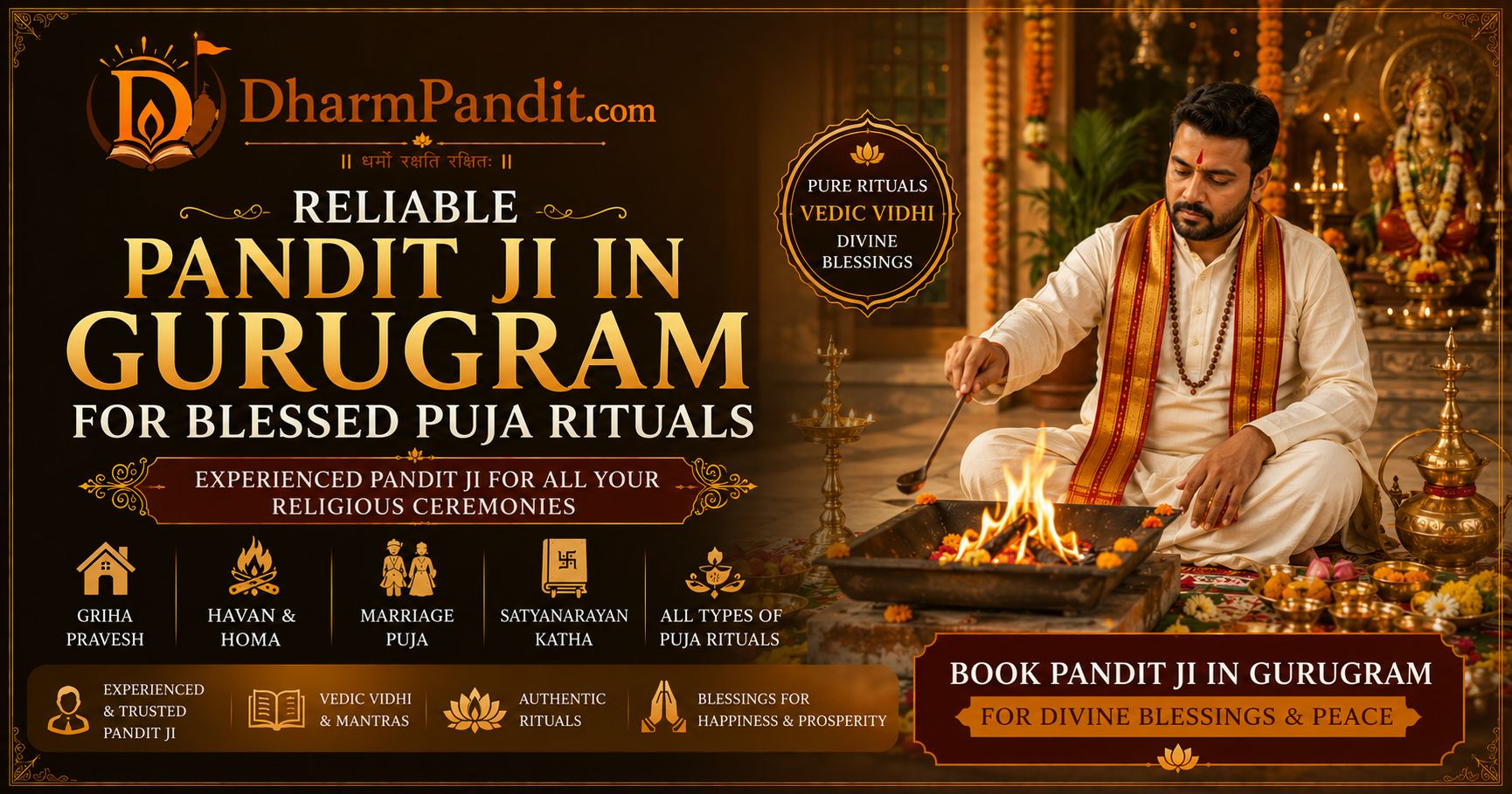 Reliable Pandit Ji in Gurugram for Blessed Puja Rituals DharmPandit